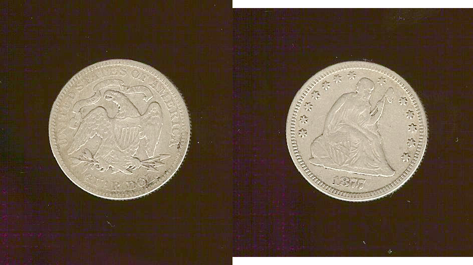 ÉTATS-UNIS D\'AMÉRIQUE 1/4 Dollar Seated Liberty 1877P TTB